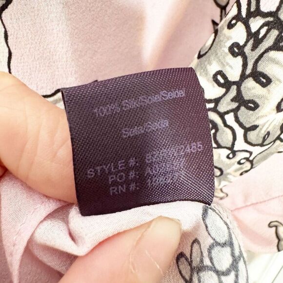 Hale Bob Silk Blouse International Silk Popover Pink Gray Print Women’s Size S - Picture 7 of 8